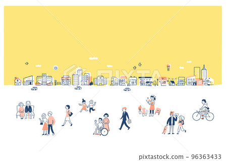 Streetscape and various people 96363433