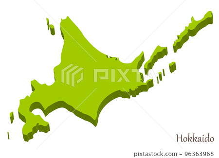 A three-dimensional map that includes all of Hokkaido and the four northern islands 96363968