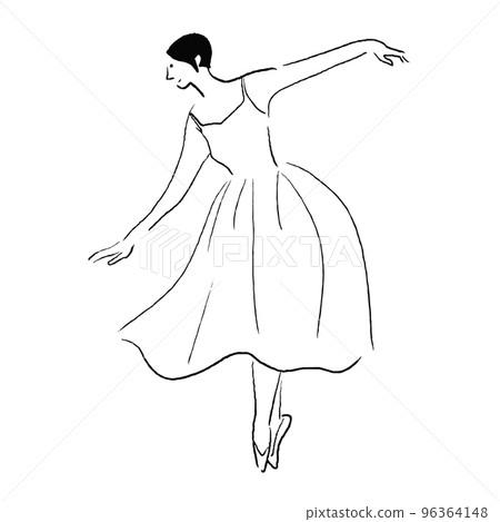 Dancing female ballerina vector line drawing Dancing female ballerina vector line drawing 96364148