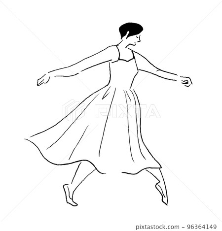 Dancing female ballerina vector line drawing Dancing female ballerina vector line drawing 96364149
