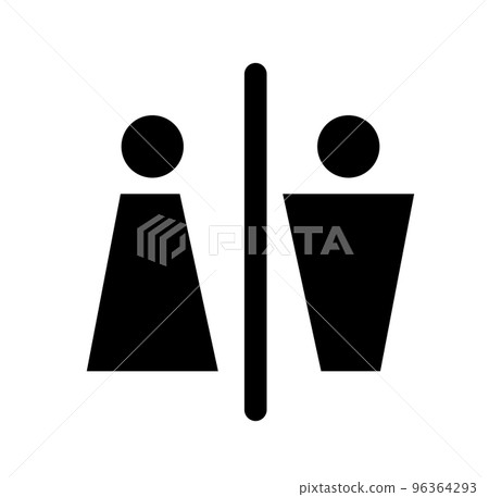 Restroom or bathroom for man and woman to peeing. Funny vector WC pictogram icon or sign. World toilet day. Stickman bath room. Unisex. Clean the toilets 96364293