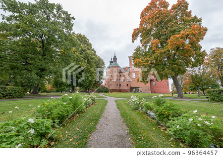 View of famous Swedish 16 th century Gripsholm castle located in Mariefred Sodermanland Sweden View of famous Swedish 16 th century Gripsholm castle located in Mariefred Sodermanland Sweden 96364457