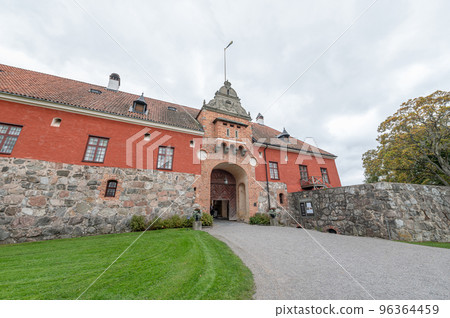 View of famous Swedish 16 th century Gripsholm castle located in Mariefred Sodermanland Sweden View of famous Swedish 16 th century Gripsholm castle located in Mariefred Sodermanland Sweden 96364459