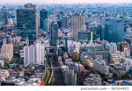 Tokyo cityscape in Japan Meguro Station, JR Tokyu Meguro Building, Meguro Central Square, Yamanote Line, etc. 96364463