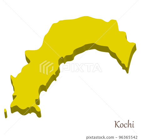 Three-dimensional map of Kochi Prefecture, simple and stylish Three-dimensional map of Kochi Prefecture, simple and stylish 96365542