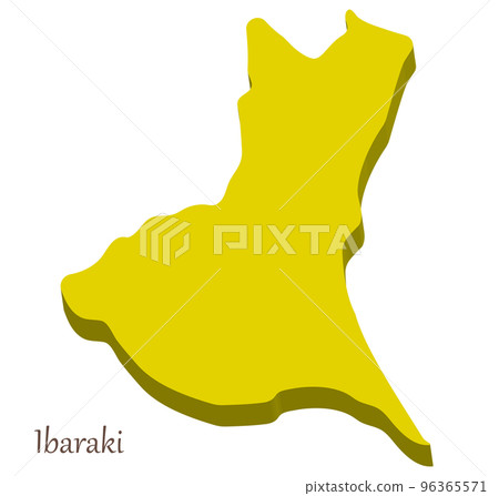 Three-dimensional map of Ibaraki Prefecture, simple and stylish 96365571