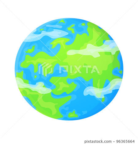 Flat Earth template in cartoon style. World environment concept. Cute vector illustration isolated on white background. 96365664