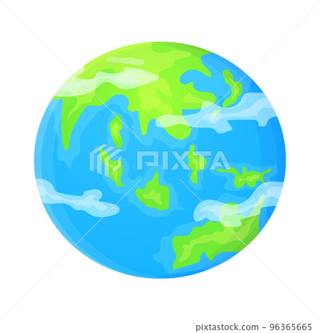 Cartoon Earth planet. Stock vector illustration in flat style isolated on white background. 96365665