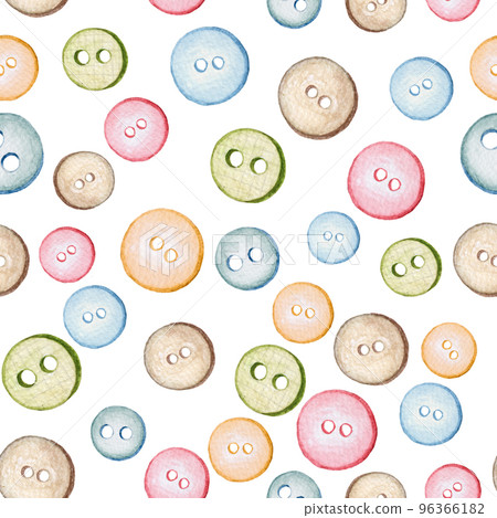 Hand drawn aquarelle buttons seamless pattern 96366182