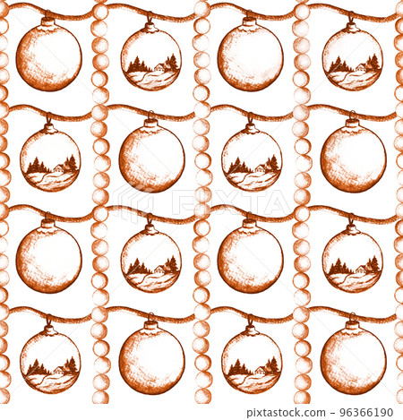 Christmas seamless pattern, hand drawn monochrome background 96366190