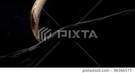 225088 Gonggong dwarf planet surface with Pluto planet and Xiangliu moon 96366577