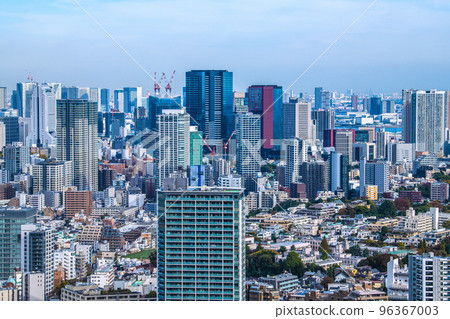 Cityscape of Tokyo, Japan View of skyscrapers in the direction of Mita (Toyosu Market in the back right) Cityscape of Tokyo, Japan View of skyscrapers in the direction of Mita (Toyosu Market in the back right) 96367003