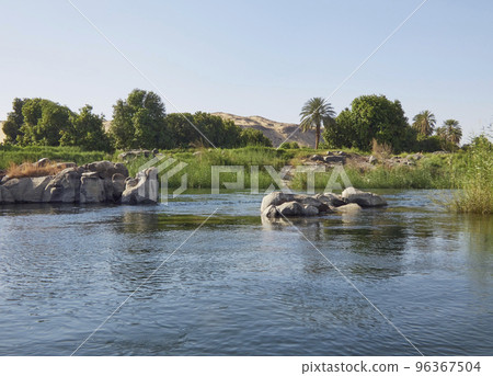 landscapes of the nile river from a cruise 96367504