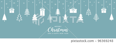 hanging christmas tree and gift decoration greeting card 96369248