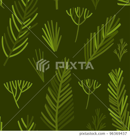 Hand drawn vector abstract graphic Merry Christmas and Happy new year clipart illustrations greeting wrapping seamless pattern with pine tree branches.Merry Christmas cute floral design background. 96369437