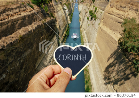 sign with the text Corinth at the Corinth Canal sign with the text Corinth at the Corinth Canal 96370184