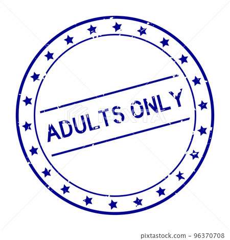 Grunge blue adults only word round rubber seal stamp on white background 96370708