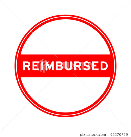 Red color round seal sticker in word reimbursed on white background 96370739