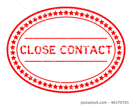 Grunge red close contact word oval rubber seal stamp on white background 96370785