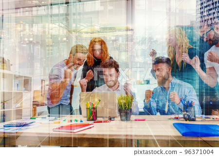 Business people are happy for the company trend and the success of the startup 96371004