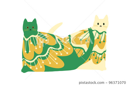 Two cats with gold christmas pattern Two cats with gold christmas pattern 96371070