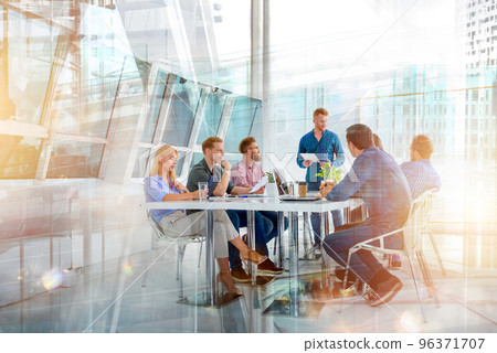 Business people in office connected on internet network as a startup company 96371707