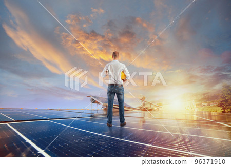 Architect follows the project of photovoltaic panels Architect follows the project of photovoltaic panels 96371910