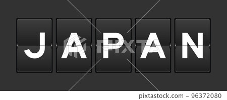 Black color analog flip board with word japan on gray background Black color analog flip board with word japan on gray background 96372080