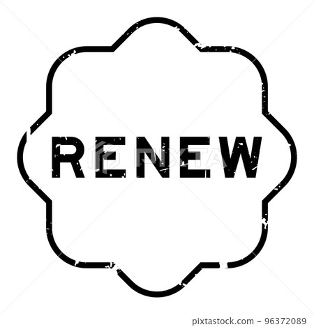 Grunge black renew word rubber seal stamp on white background 96372089