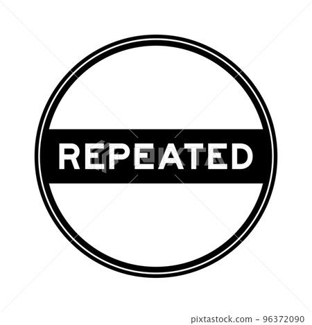 Black color round seal sticker in word repeated on white background 96372090