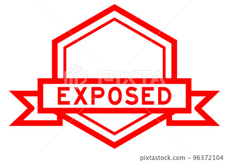 Vintage red color hexagon label banner with word exposed on white background Vintage red color hexagon label banner with word exposed on white background 96372104