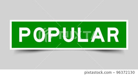 Square label banner with word popular in green color on gray background Square label banner with word popular in green color on gray background 96372130