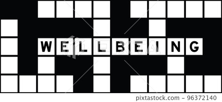 Alphabet letter in word wellbeing on crossword puzzle background 96372140