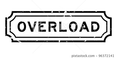 Grunge black overload word rubber seal stamp on white background 96372141
