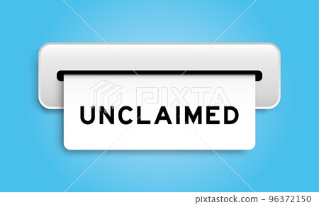 White coupon banner with word unclaimed from machine on blue color background 96372150
