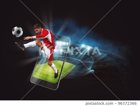 Live sport on a mobile device, betting on football match 96372366