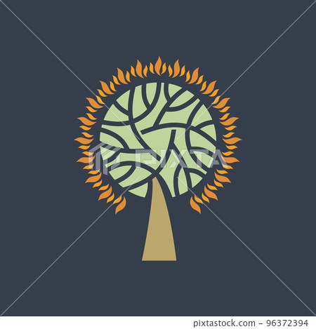 A wonderful plant. The burning bush that the prophet Moses saw. Bible illustration. 96372394