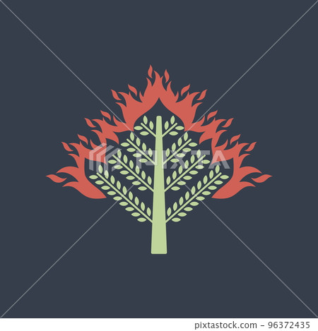 A wonderful plant. The burning bush that the prophet Moses saw. Bible illustration. 96372435