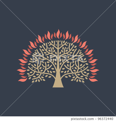 A wonderful plant. The burning bush that the prophet Moses saw. Bible illustration. 96372440