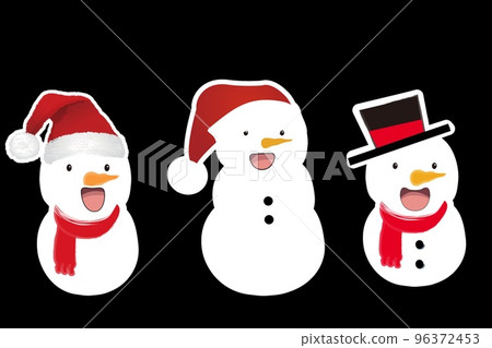set of snowman on dark background 96372453