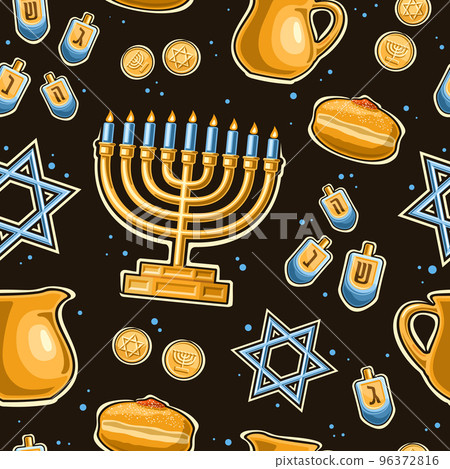 Vector Hanukkah seamless pattern 96372816