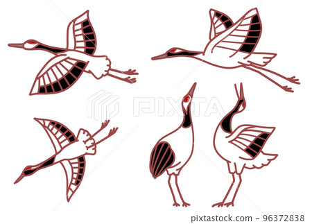 Copper crane color illustration set 96372838