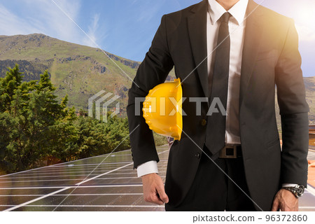 Architect follows the project of photovoltaic panels 96372860