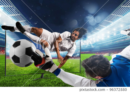 Streaming tv channel of soccer player who kicks the ball Streaming tv channel of soccer player who kicks the ball 96372880
