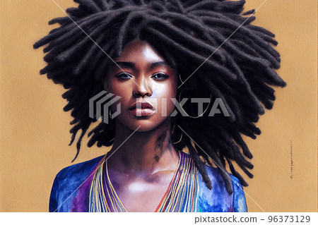 Portrait closeup Beauty fantasy african woman face Fashion model girl goddess posing. Arab turban head, jewellery bracelets. Professional makeup 96373129