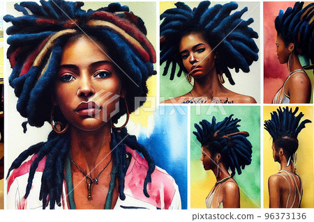 Portrait closeup Beauty fantasy african woman face Fashion model girl goddess posing. Arab turban head, jewellery bracelets. Professional makeup 96373136
