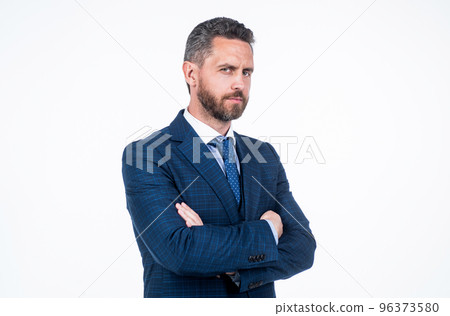 handsome confident businessman in formalwear isolated on white, charisma 96373580