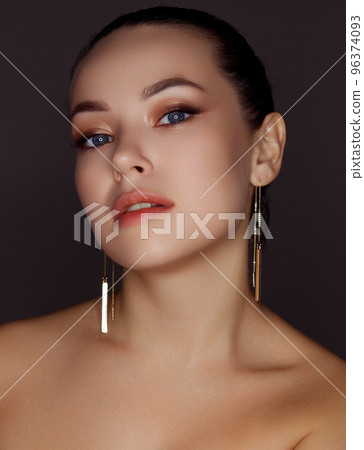 Beauty model . luxury golden and black makeup on 96374093