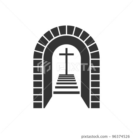 Christian illustration. Church logo. Staircase in the arch leading to the cross of Christ. Christian illustration. Church logo. Staircase in the arch leading to the cross of Christ. 96374526