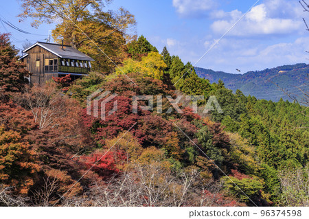 紅葉盛開的世界遺產吉野山 96374598